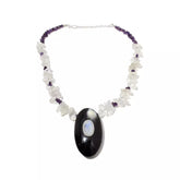 B "Kafi" Oval Horn Drop Multi Gemstone Necklace, 21"